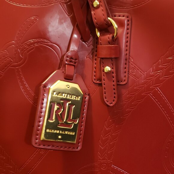 Ralph Lauren Belmar Spazzalato - Large Red Leather Tote - Equestrian themed HTF - Picture 3 of 7